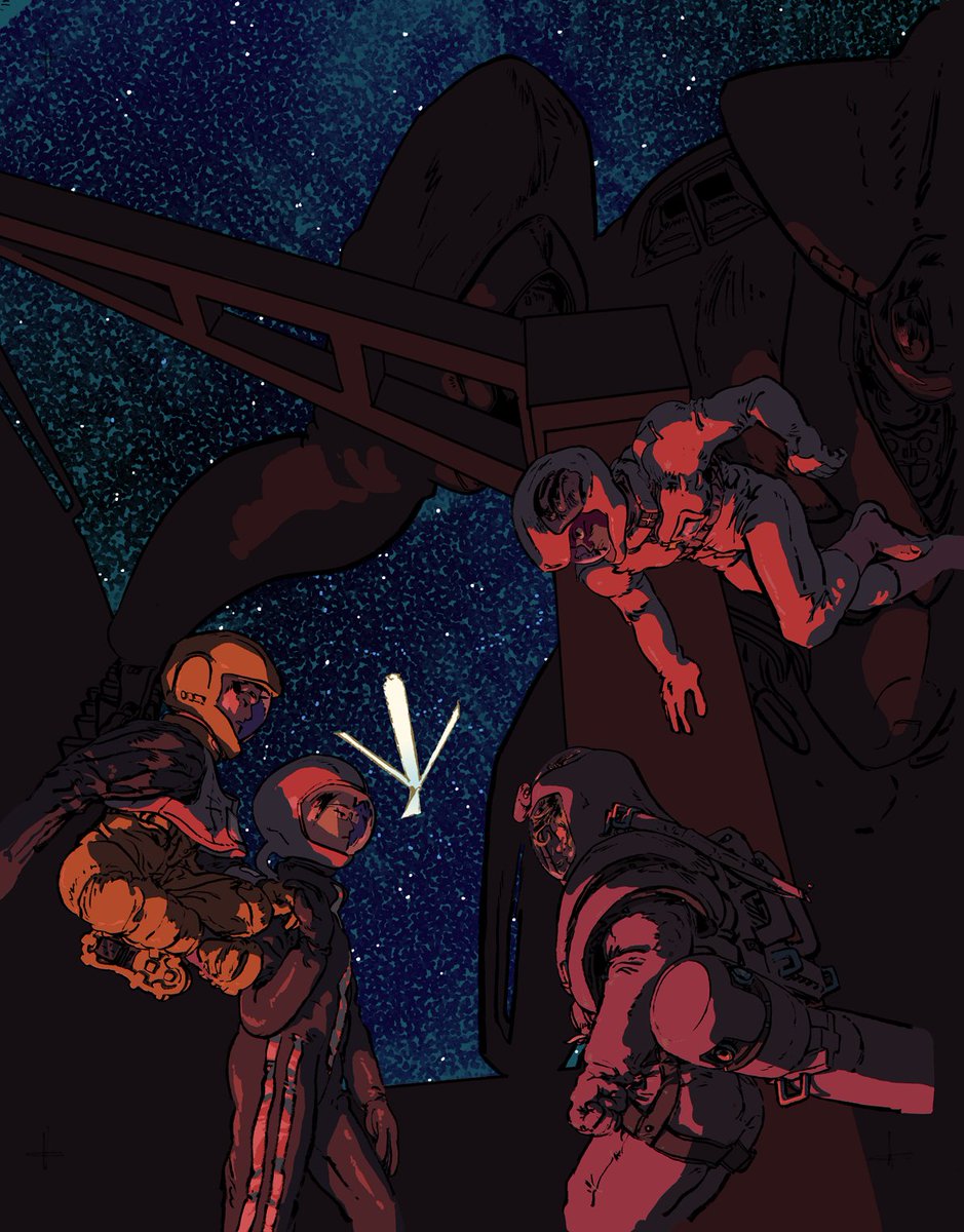 s_sunstrum's tweet photo. TERRA NULLIUS is a comic about space colonialism, inspired by 80s-90s mecha anime. A ground-level view of the society and infrastructure in high orbit that develops into a struggle for survival in the midst of an inter-organizational tug-of-war. https://t.co/aU42WxwP8L