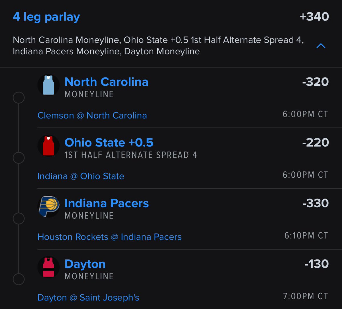 🔥 1.25U PARLAY PLAY 🔥

    ————————————————
               • 𝟰 𝗟𝗘𝗚 𝗣𝗔𝗥𝗟𝗔𝗬 (+𝟯𝟰𝟬) 
    ————————————————

Odds : @FDSportsbook 

😋 LIKE & RT IF TAILING 😋

#Fanduel #GamblingTwitter #GamblingX #Tennisplays