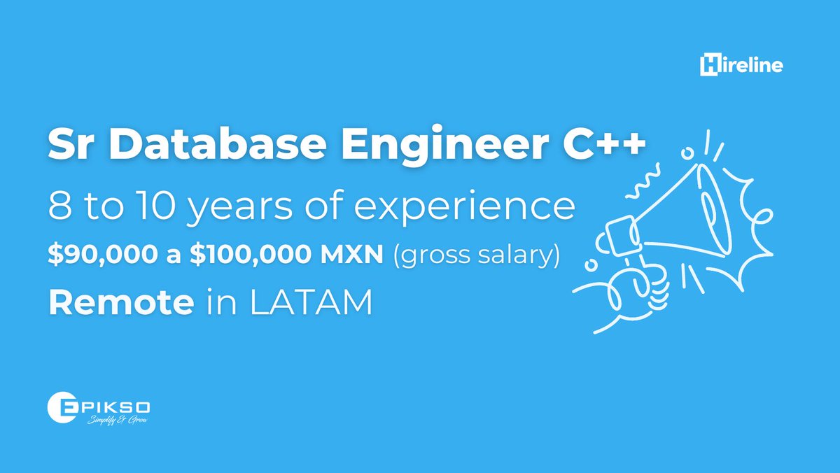 hirelineio's tweet image. Senior Database Engineer in LATAM 🇲🇽 🇨🇴 🇦🇷 🇧🇷

🌎 100% Remote
💵 USD 5k/month
🤓 +8 years of experience
💻 C++, Linux
🇺🇸 Advanced Spoken English

You can see all the details and apply here 👉 hireline.io/remoto/empleos…

#Hiring #database #databaseengineer #HiringAlert #EpikSolutions…