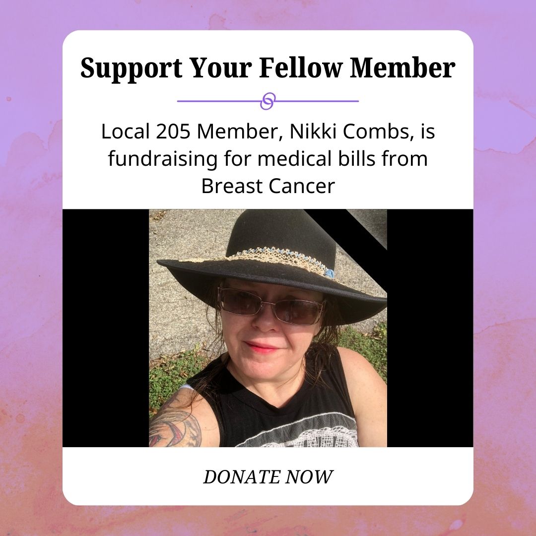 Fellow 205 Member Nikki Combs needs your help! visit gofundme.com/f/nqjjr-breast… to #DonateNow #iaLocal484 #iaLocal205 #iatse #support #GoFundMe