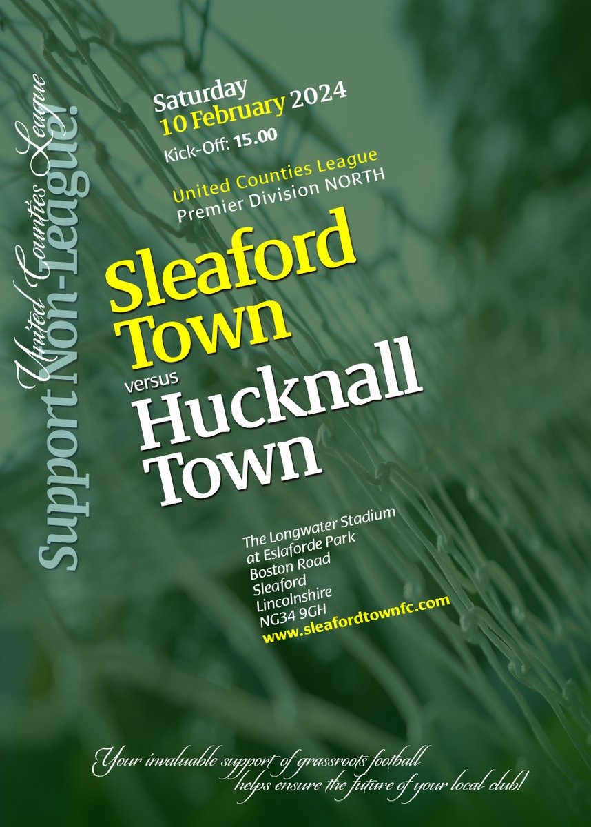 thejakewhiteley's tweet image. Close to home, fans of #StepFive non-league can get their footie-fix at the home of #TheGreens as @SleafordTownFC welcome @HucknallTownFc in @utdcos action on Sat 10/2/24. Be sure to check the host club's social-media/website for all info re KO/Admission Prices, etc!...