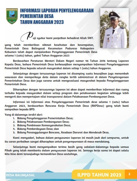 DesaBalingasal's tweet photo. INFORMASI LAPORAN PENYELENGGARAAN PEMERINTAHAN DESA TAHUN 2023 - Website Resmi Desa Balingasal Kecamatan Padureso Kabupaten Kebumen https://t.co/YAgunlZguL https://t.co/jAkRm2shwf