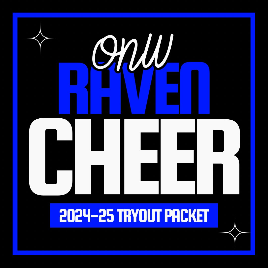 Our tryout packet is available for those interested in trying out for the 2024-25 ONW Raven cheer team. Tryouts are Friday, March 22nd📣 
onwravencheer.weebly.com