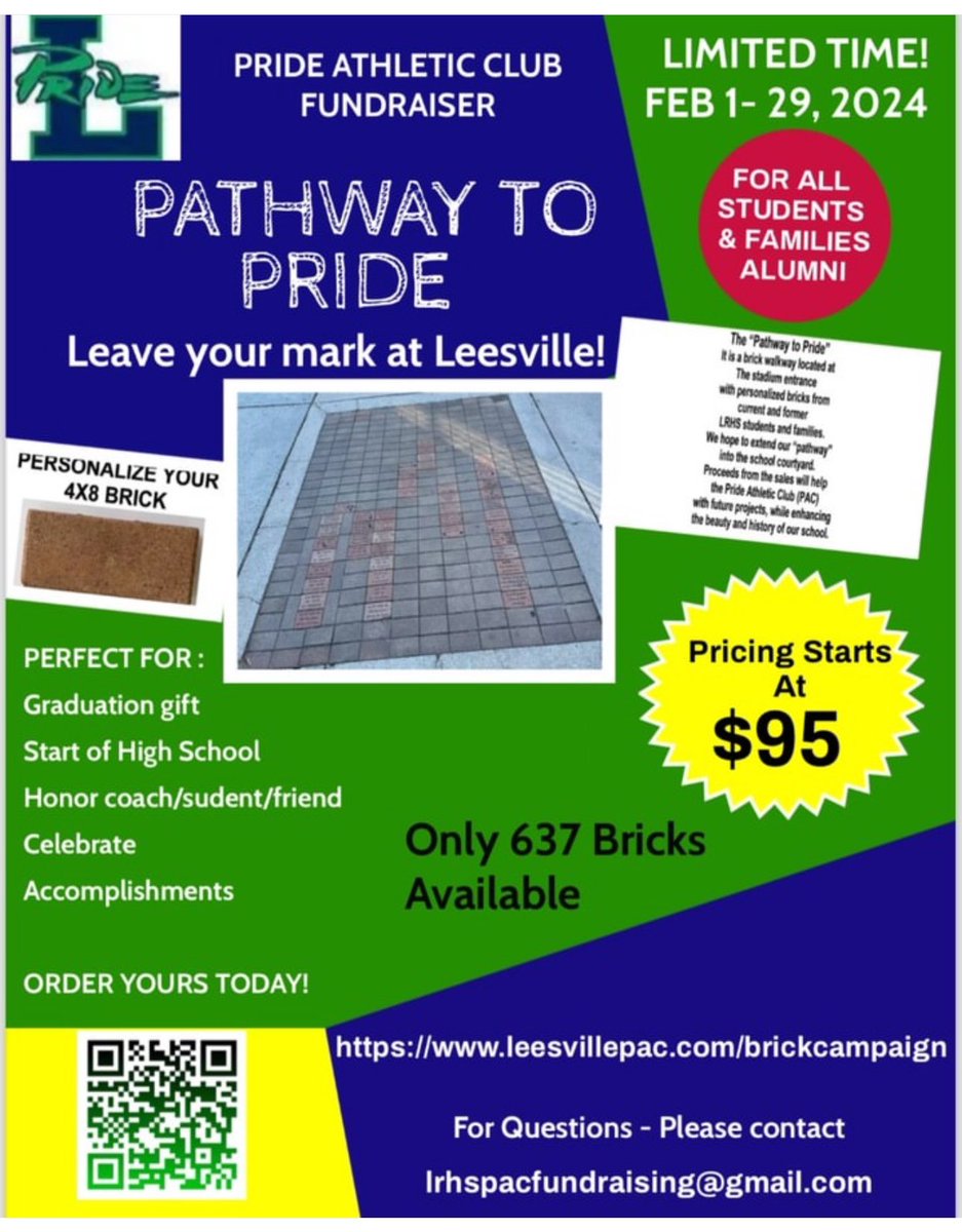 Calling all current and former students. Don't miss out!! For a limited time only- 2/1-2/29. 
Installation will be completed by Senior Assembly.