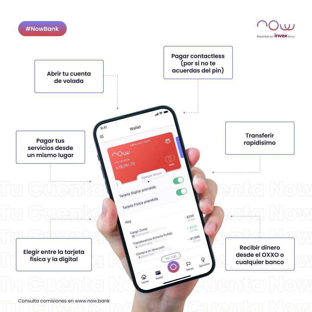 NOWBank_mx's tweet photo. ¿Aún no conoces todo lo que puedas hacer con tu Cuenta Now y tu Tarjeta de Débito? Échale ojo a este contenido 👀
#TarjetadeDebito #NowBank #CuentaNow #CuentaNowSinLímites #Neobanco https://t.co/cyeLa8g8tl