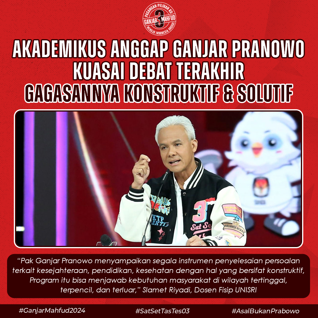 Dosen FISIP UNSRI Nilai Ganjar Pranowo Kuasai Debat Terakhir, Gagasannya Konstruktif &amp; Solutif.

BI Checking Yati Umay Pagiii Korsel Rocky Gerung MBTI