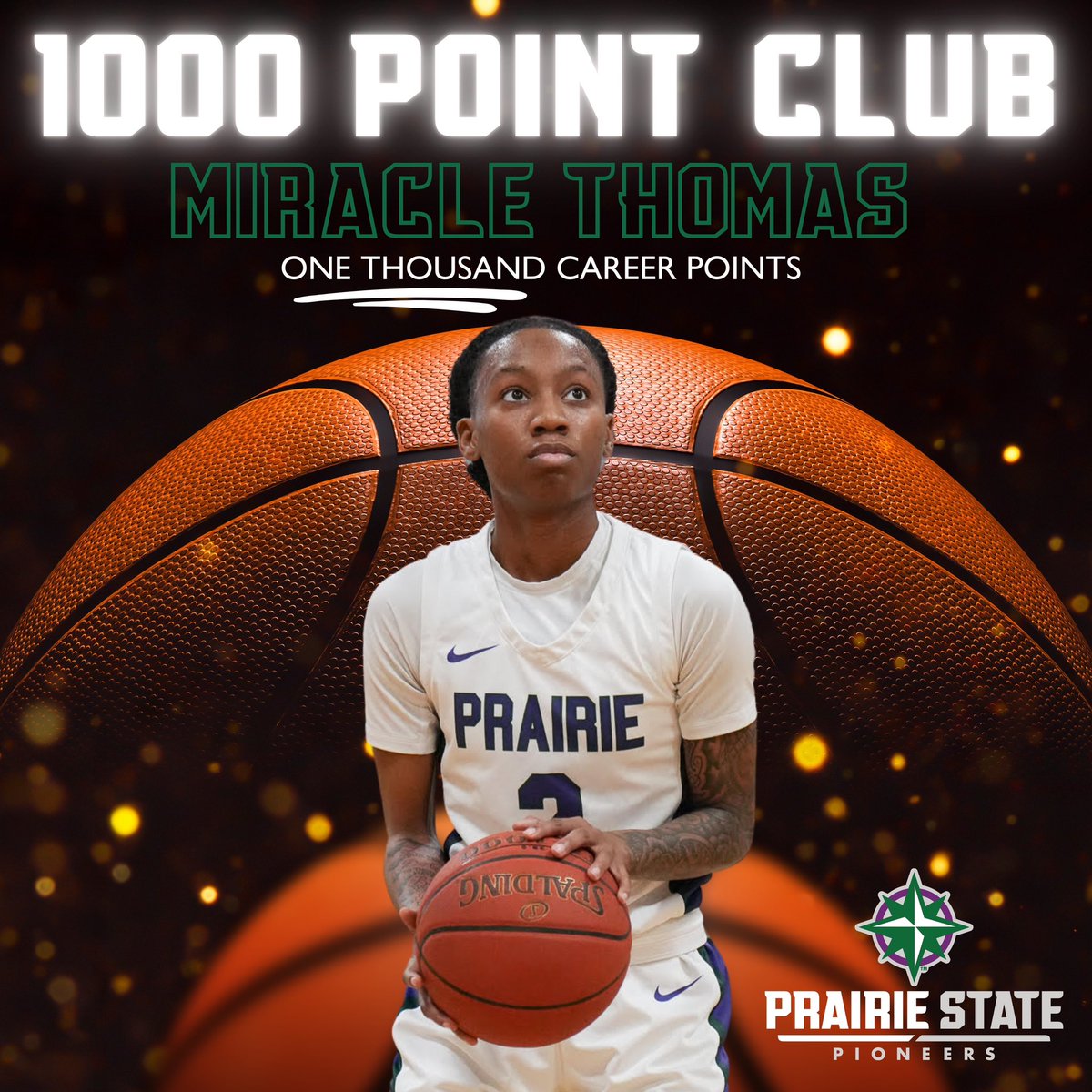History is made! After a strong first half tonight, Miracle Thomas becomes the first women’s basketball player to reach 1,000 points. Congrats Miracle! #WeArePSC