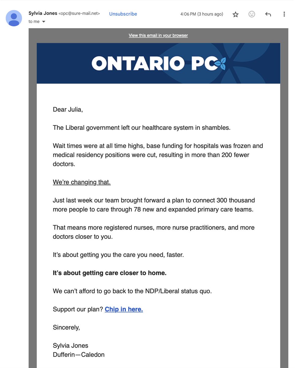 Julia Malott (@alottamalotta) on Twitter photo I am livid! Please share this widely!
Last week, <a href="/SylviaJonesMPP/">Sylvia Jones</a>, the Ontario Health Minister, stated publicly in a press conference that she "has committed" to meet with my daughter about her 19-hour wait for an appendectomy at <a href="/StMarysGenHosp/">St. Mary's Hospital</a>. That video can be found on I am livid! Please share this widely!
Last week, <a href="/SylviaJonesMPP/">Sylvia Jones</a>, the Ontario Health Minister, stated publicly in a press conference that she "has committed" to meet with my daughter about her 19-hour wait for an appendectomy at <a href="/StMarysGenHosp/">St. Mary's Hospital</a>. That video can be found on