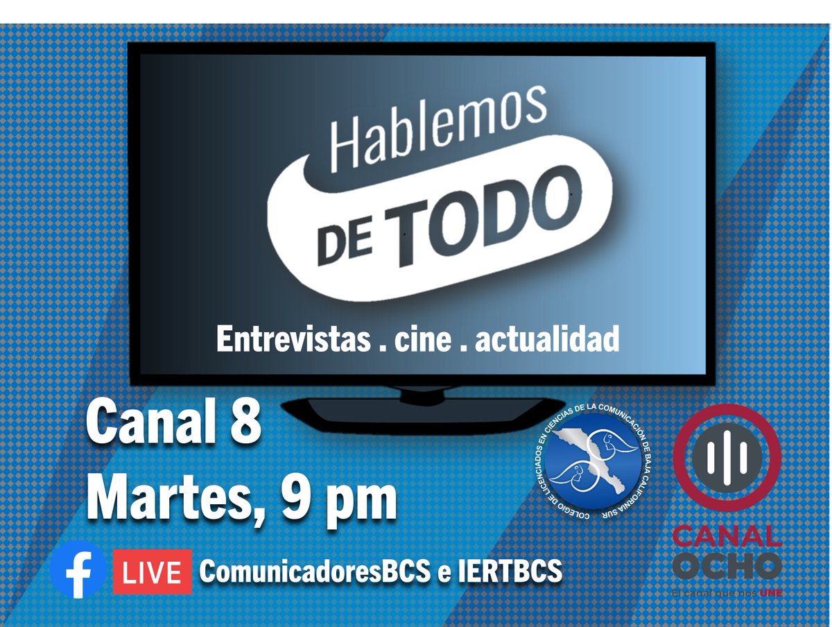 ComunicaBCS's tweet photo. Esta noche  #HablemosDeTodo, el tema es la IA, su utilidad en la educación superior, el abordaje en el Te de La Paz y del libro "Introducción a la Inteligencia Artificial para profesores". También de cine en #LaPijamada con Rubén Olachea. Con @LA_PERALTA 9 pm Canal 8 @IertbcsO https://t.co/9AfgiY6QGG