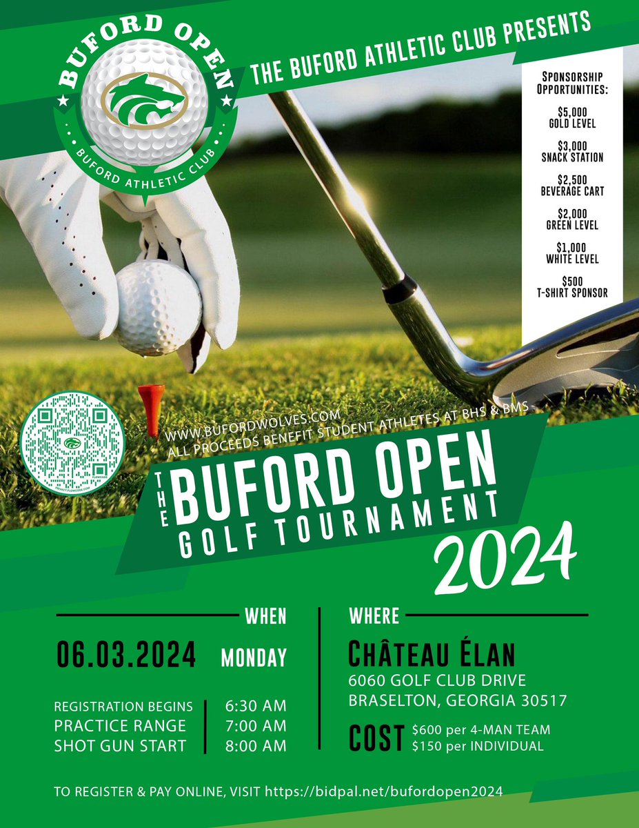 Get your Foursome now!! ⛳️🟢🐺 #BufordOpen2024 #SupportTheWolves