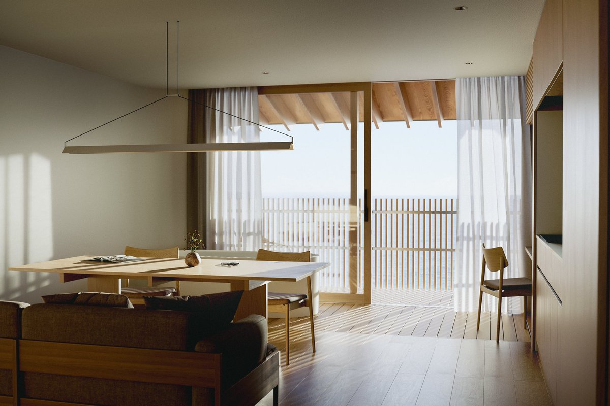 Hilo_homma's tweet photo. 「自然の中にあるもう一つの家」を提案するSANUがオリジナル建築第３弾「CONDOMINIUM」をリリース！芦沢啓治建築設計事務所と共に、目の前に館山の海を望むビューバスとサウナが特徴の木造建築を作りました！ https://t.co/jOilCXjFPc