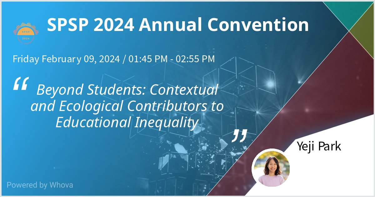 If you're coming to #SPSP2024, come check out my symposium (Friday 1:45-2:55pm) on the ecological and contextual factors that contribute to educational inequalities! Featuring the amazing @kateturetsky, @AndreiCimpian, David Quinn, and myself :) Hope to see you all in San Diego!