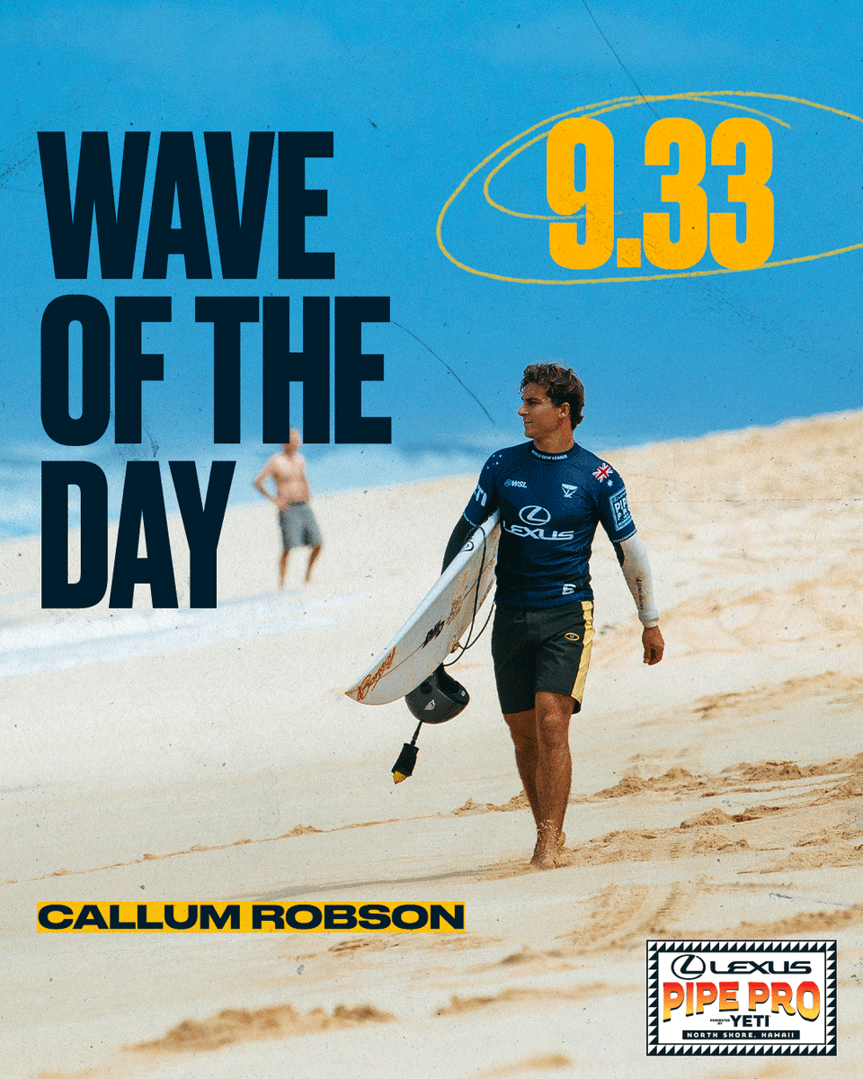 wsl's tweet photo. Another wave of the day under the belt for #CallumRobson. 🇦🇺

Tune in for the next call at the @Lexus #PipePro: February 7 | 7:45 am HST.

@YETICoolers https://t.co/9y7CLt4IcE