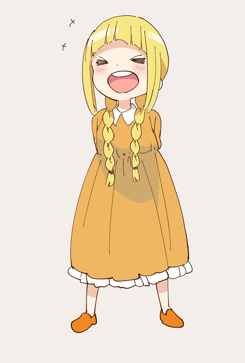 1girl solo dress open mouth blonde hair smile braid  illustration images