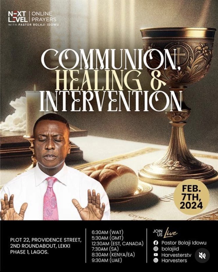 UncleGeeOfZion's tweet photo. Join the #NLP Communion, Healing & Intervention Service by 6:30am🚨
Invite someone 👍
#Wednesday
#February7th
#PropheticPrayers
#WordBasedPrayers
#Miracles
#NextLevelPrayers
#NLPWithPastorBolaji
#UnstoppableMultiplication https://t.co/9oAeWMvVRd