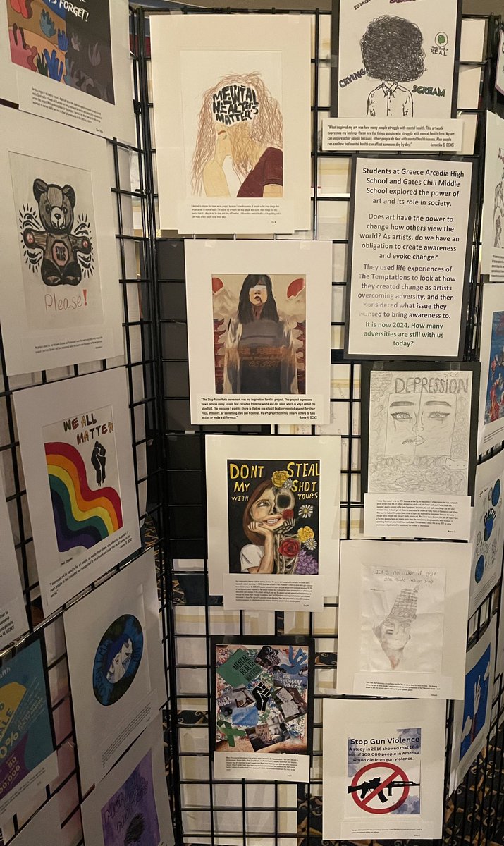 8th graders had the opportunity to see <a href="/AintTooProud/">Ain't Too Proud</a> at the <a href="/RBTLAud/">Rochester Broadway Theatre League</a>. Students explored Artivism; the intersection of art and activism, to create awareness about important  issues. These pieces were on display at the broadway theater. Great work <a href="/GatesChiliMS/">Gates Chili MS</a> artists 🥰 #GCPride