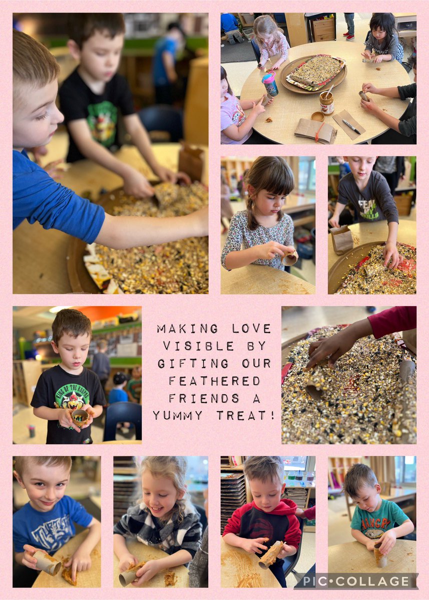 Our conversation around love today was “how do we show love”and“where do we see love in our lives”. We decided to show our love for animals by creating bird feeders to hang at our homes! What a fun and messy way to spread some love! #bighearttinyhuman <a href="/dtrkinder2/">K2 Kinders</a> <a href="/DiamondTrailPS/">💎Diamond Trail Public School🐉</a>