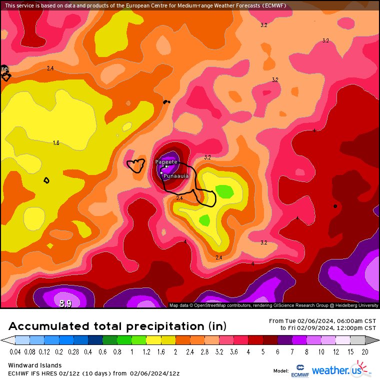 VortixWx's tweet photo. #Nat has seen better days but W-erly shear has overtaken it & itβs leading to weakening as it passes near #FrenchPolynesia. Heavy rain remains the biggest threat from Nat as 5-7in of rain (130-180mm) is expected for the Windward Islands like #Tahiti. #tropicswx https://t.co/VSBIb0JKkr