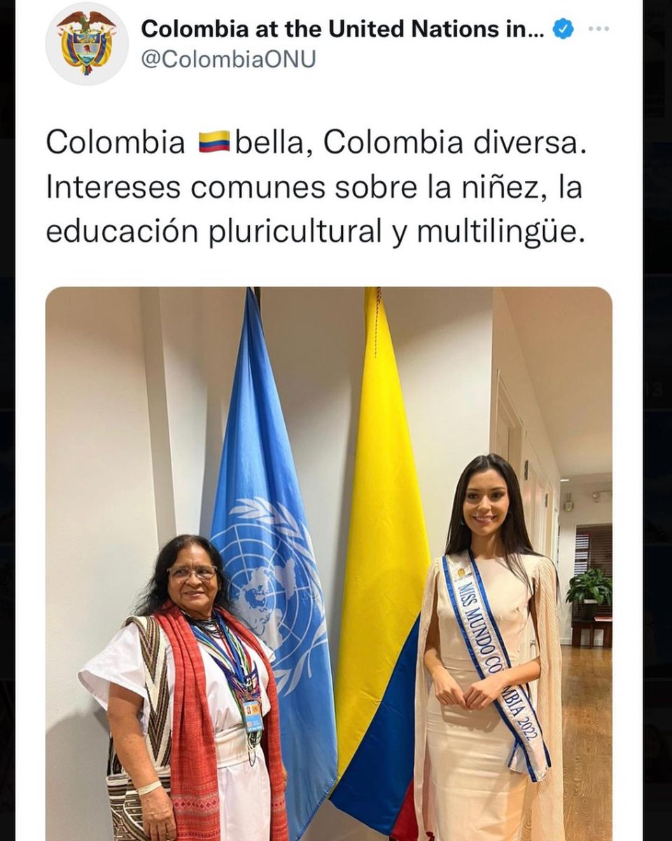 mwcolombia2024's tweet photo. An enriching dialogue with our ambassador at the United Nations 🇺🇳 discussing around education and the rights of our children.
@MissWorldLtd https://t.co/ctjjRaw8sc
