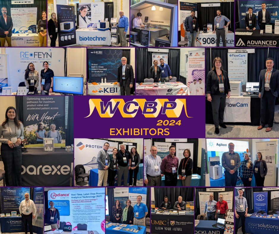 Thank you to all our WCBP 20424 Exhibitors for joining us at this year's Symposium! @BioAgilytix @BioTechne Cygnus Technologies, LLC @SCIEXPharma @WatersCorp @Parexel @908Devices (note: not all pictured below) (part 1) #casss #biopharmaceuticals #wcbp2024 #wcbp