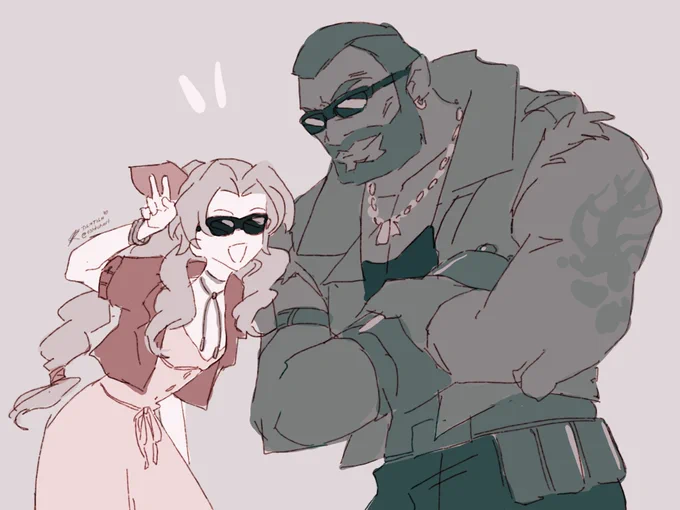 This was my favourite part Aerith and Barret rocking the sunnies!#FF7Rebirth 