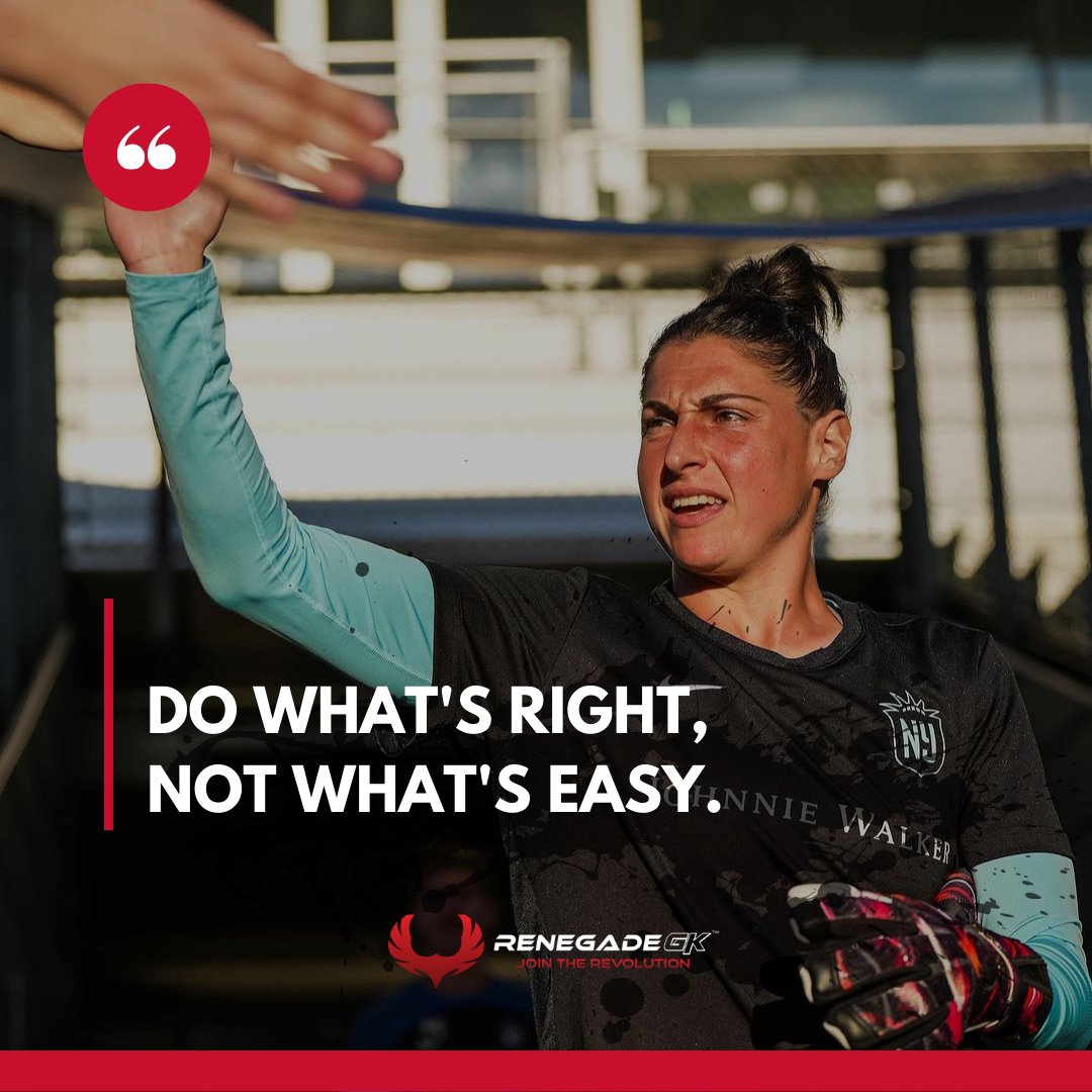 Do what's right, not what's easy. Success is not just about taking the path of least resistance, it's about doing what's right, even if it's difficult. 📷: IG/gothamfc feat. Michelle Betos #RGKpro #gkmotivation #goalkeepers #goalkeepertraining #futebol #championsleague