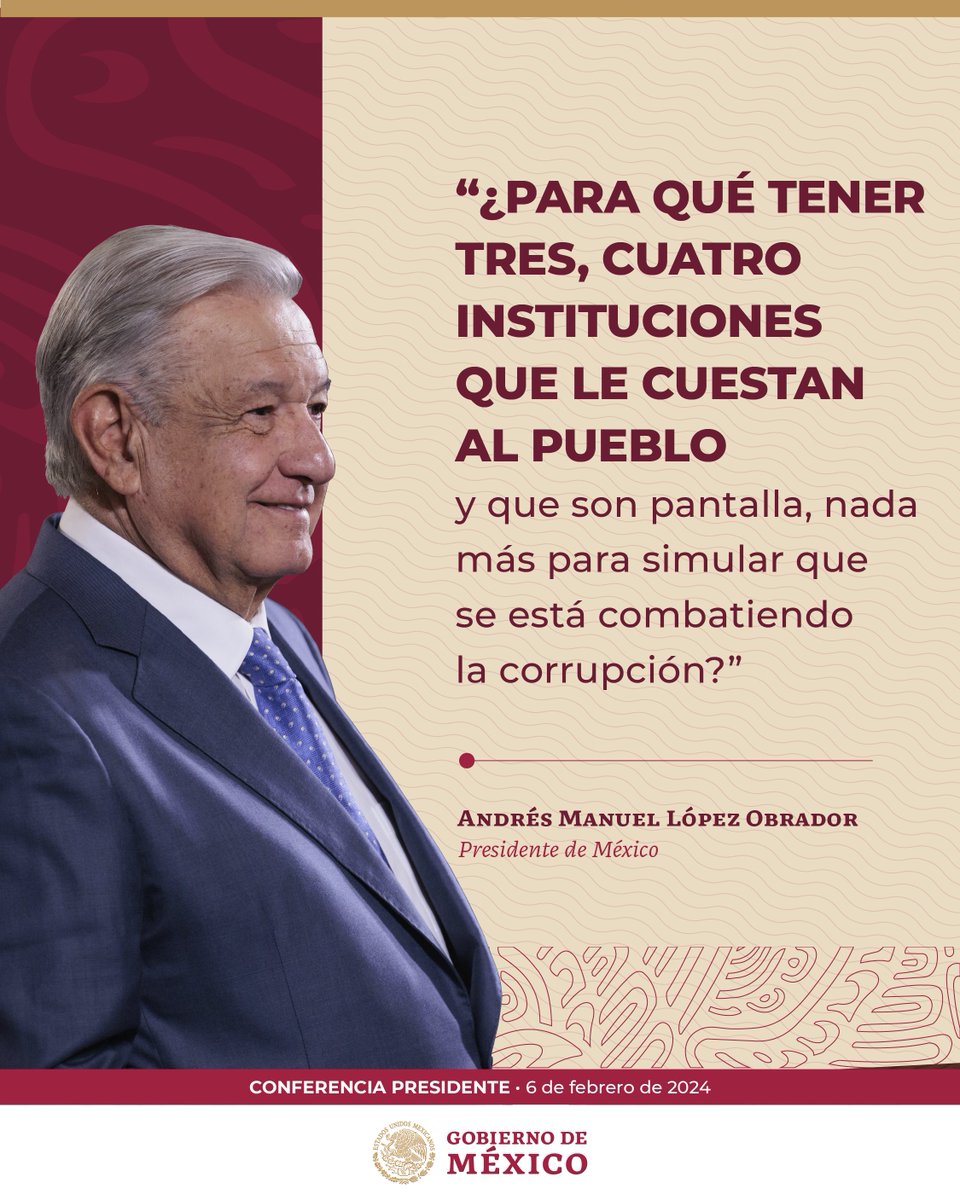 GobiernoMX's tweet photo. #ConferenciaPresidente | Martes 6 de febrero de 2024. https://t.co/AFvi6AVBp3