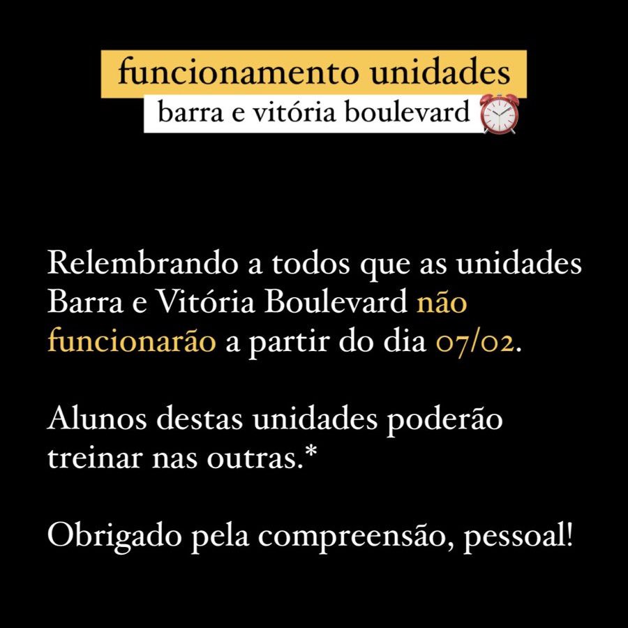 Alunos das unidades Vitória e Barra, fiquem atentos a esse aviso!