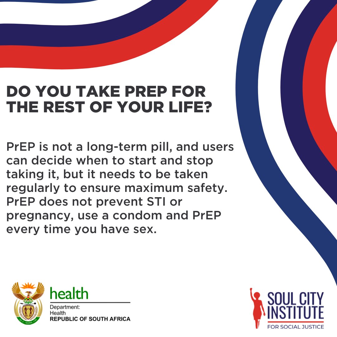 SoulCity_SA's tweet image. Important reminder: PrEP (Pre-Exposure Prophylaxis) is great for preventing HIV, but it does not protect against STIs or pregnancy. Always remember, Double up, use a condom and PrEP every time you have sex. Stay safe and responsible. #STICondomWeek #FollowerQuestion