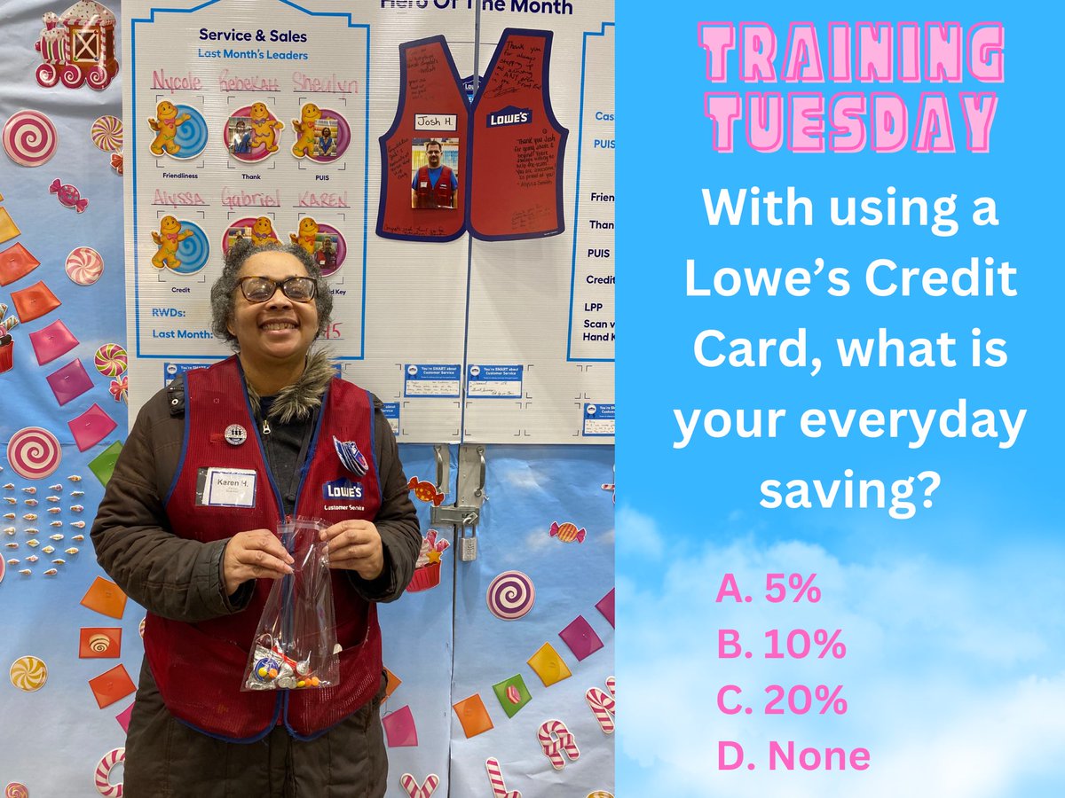 Training Tuesday 🍬 
#FrontEnd1660
See you next Tuesday with the answer.
<a href="/BlueTeam_R21/">Lowe’s Region 21</a>