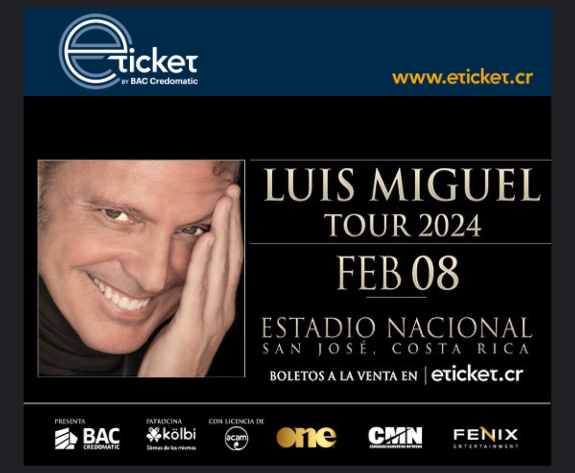 Tengo entrada para el concierto de Luis Miguel la doy barata es en gramilla mi tel 70809272