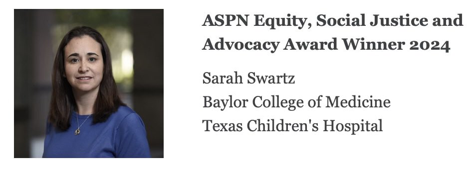 A huge shout out to @sjmswartz for being the proud recipient of @ASPNeph Equity, Social Justice and Advocacy Award 2024 @TexasChildrens #Advocacy #JEDI