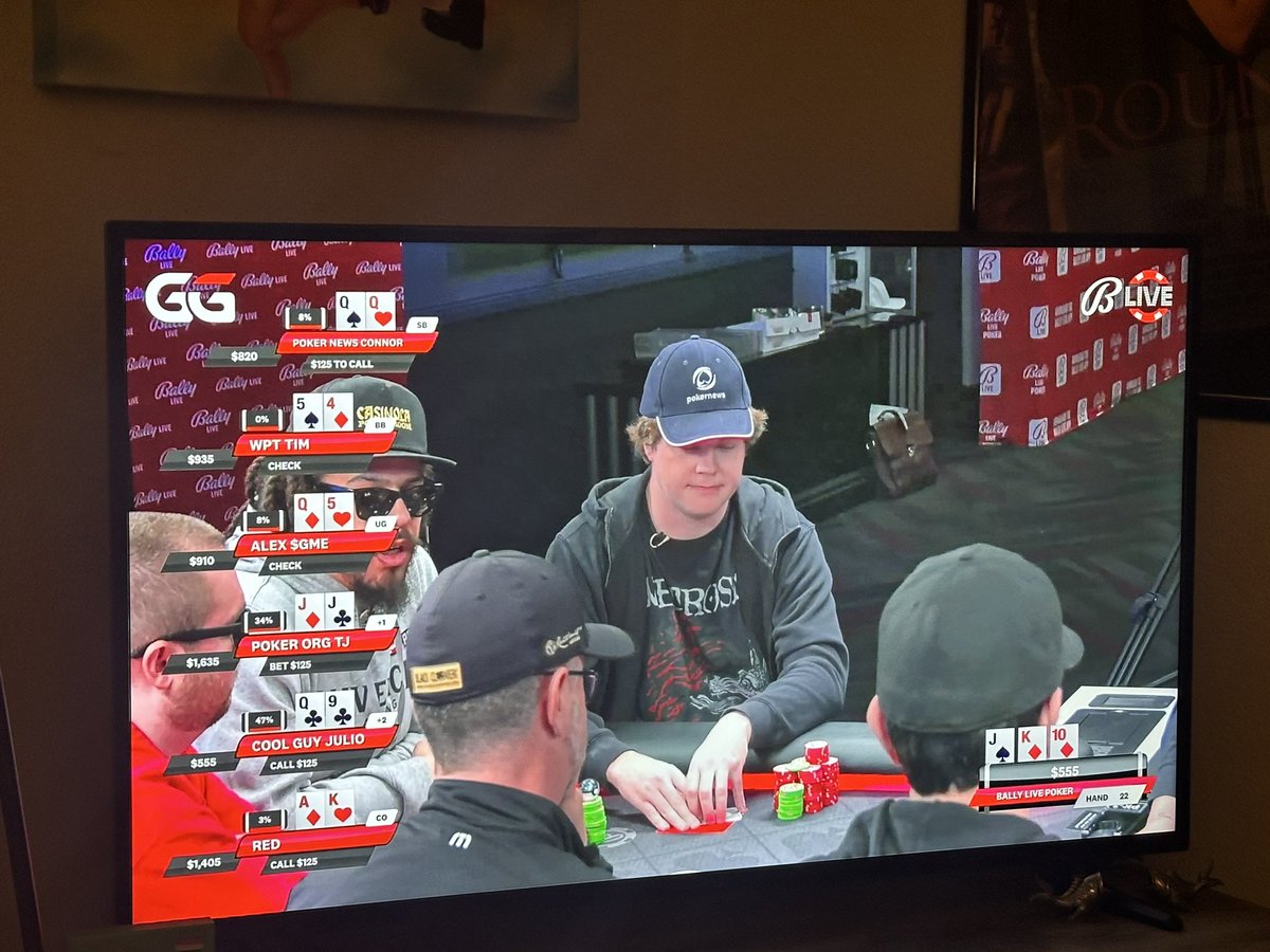 I’m watching my boy @crichards1995 playing tonight's $5-$5-$5 Industry Night on @BallyLivePoker!

@MattyBet is also on-site supporting his PokerNews Podcast co-host! 

He’s has some big hands early but not working in his favor.

Live exclusively on the #BallyLiveApp. Tune in now!