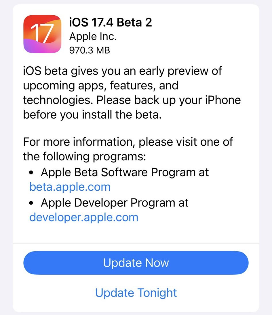 _Ameer_010's tweet image. iOS 17.4 Beta 2 out now ✅

@Apple #iOS17 #iOS174 #iOS174Beta2