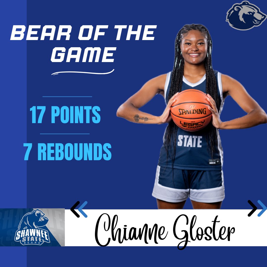 SSUWBB's tweet photo. This bear came out to play tonight dropping 17 points and grabbing 7 rebounds, as a result, Chianne
G. is tonight's BEAR OF THE GAME!!🐻
#bearofthegame
#roadwin
#ssuwbb🏀 https://t.co/STMYhUFaWH