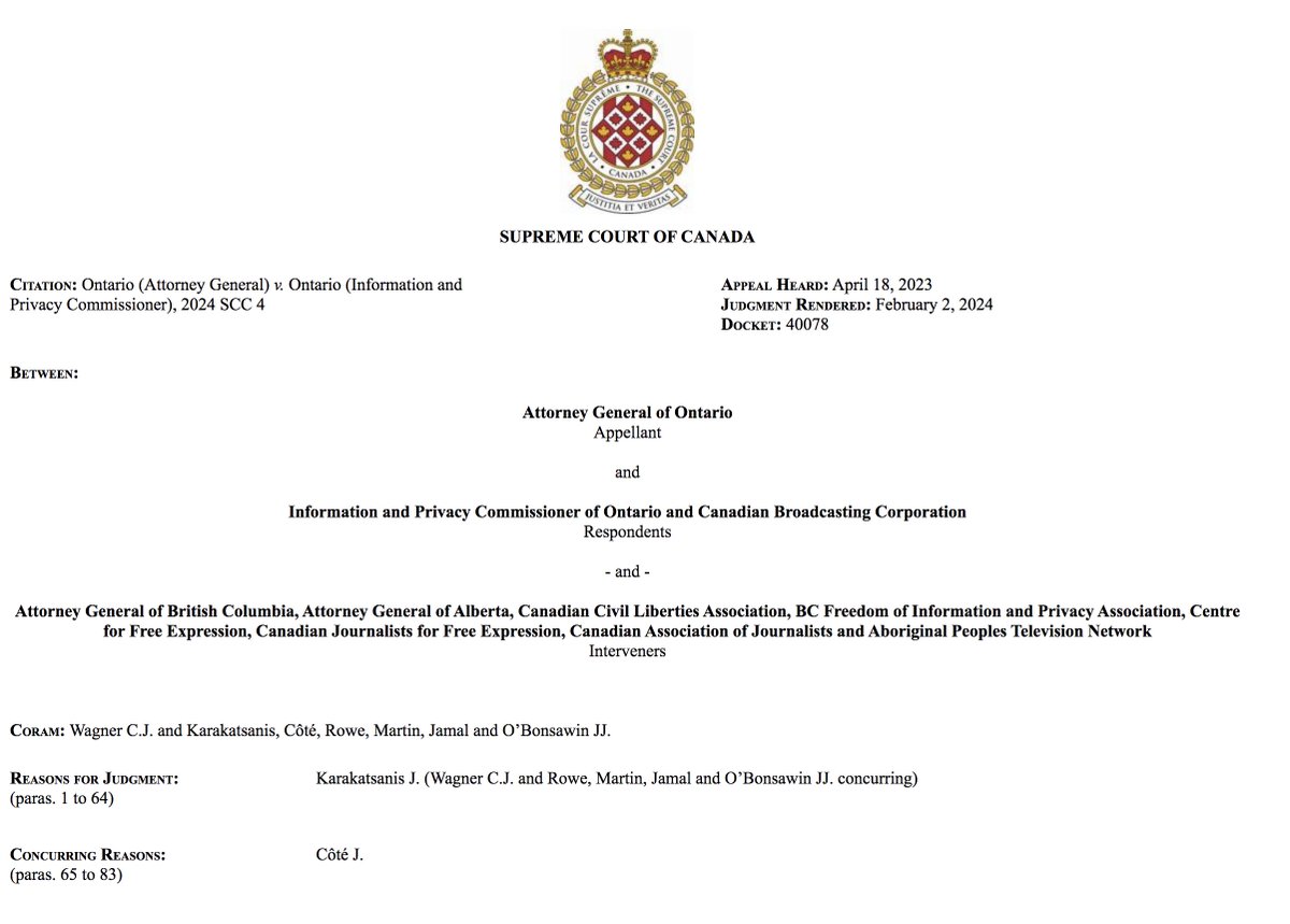 We are very disappointed by last week's #SCC decision that allows Ontario's Premier to keep the mandate letters given to his cabinet under lock and key. The ability to access information must be upheld at all levels & institutions at all times. #cdnfoi caj.ca/in-wake-of-dub…