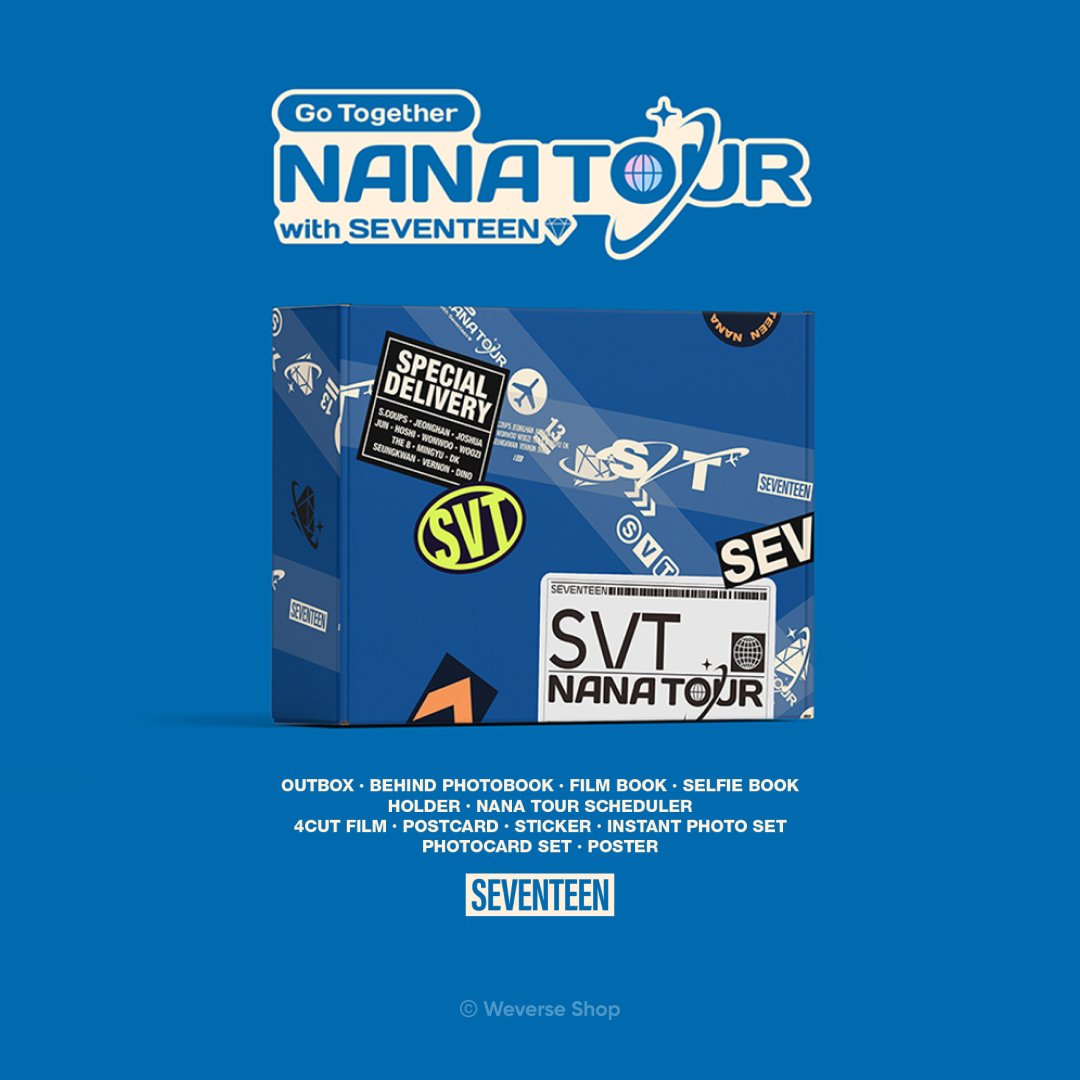 weverseshop's tweet photo. ✈️NANA TOUR with SEVENTEEN 
2024 MOMENT PACKAGE 예약 판매 안내

NANA TOUR 속 #SEVENTEEN (@Pledis_17) 의 
빛나는 순간들을 ��름다운 추억으로 간직해보세요✨

🎁예약 구매 시, 미공개 단체 미니포스터 1종 & 포토티켓 1종 제공! 
🎁초회 한정판 Only! #원우 가 직접 촬영한 필름 사진이 담긴 미니 아코디언 엽서 SET 제공! 

🗓️ 예약 판매 일정: 2월 7일(수) 11 AM ~ 2월 22일(목) 11:59 PM (KST)
🛒 #WeverseShop : https://t.co/7JGuSc0jcE

#세븐틴 #나나투어_with_세븐틴 #NANATOUR_with_SEVENTEEN