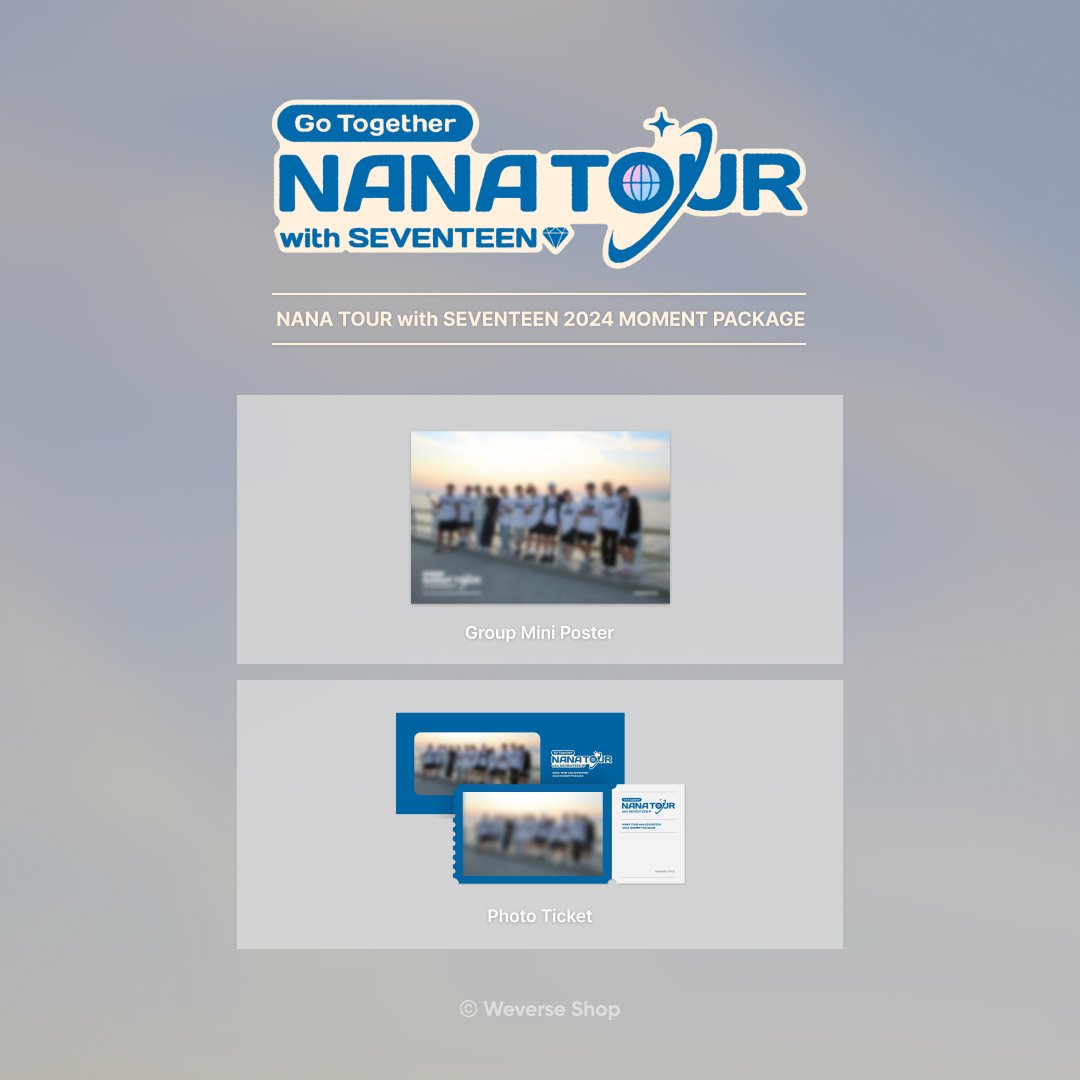 weverseshop's tweet photo. ✈️NANA TOUR with SEVENTEEN 
2024 MOMENT PACKAGE 예약 판매 안내

NANA TOUR 속 #SEVENTEEN (@Pledis_17) 의 
빛나는 순간들을 ��름다운 추억으로 간직해보세요✨

🎁예약 구매 시, 미공개 단체 미니포스터 1종 & 포토티켓 1종 제공! 
🎁초회 한정판 Only! #원우 가 직접 촬영한 필름 사진이 담긴 미니 아코디언 엽서 SET 제공! 

🗓️ 예약 판매 일정: 2월 7일(수) 11 AM ~ 2월 22일(목) 11:59 PM (KST)
🛒 #WeverseShop : https://t.co/7JGuSc0jcE

#세븐틴 #나나투어_with_세븐틴 #NANATOUR_with_SEVENTEEN