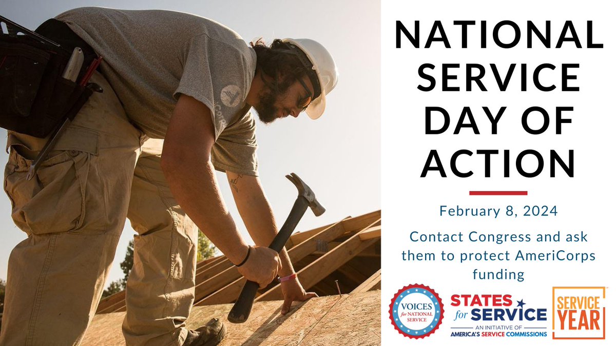 Are you an @AmeriCorps alum? Program partner? Supporter? Join us with @Voices4Service and @states4service, TODAY for a virtual day of action to urge Congress to invest in @AmeriCorps in FY24! voicesforservice.org/national-servi… #Stand4Service