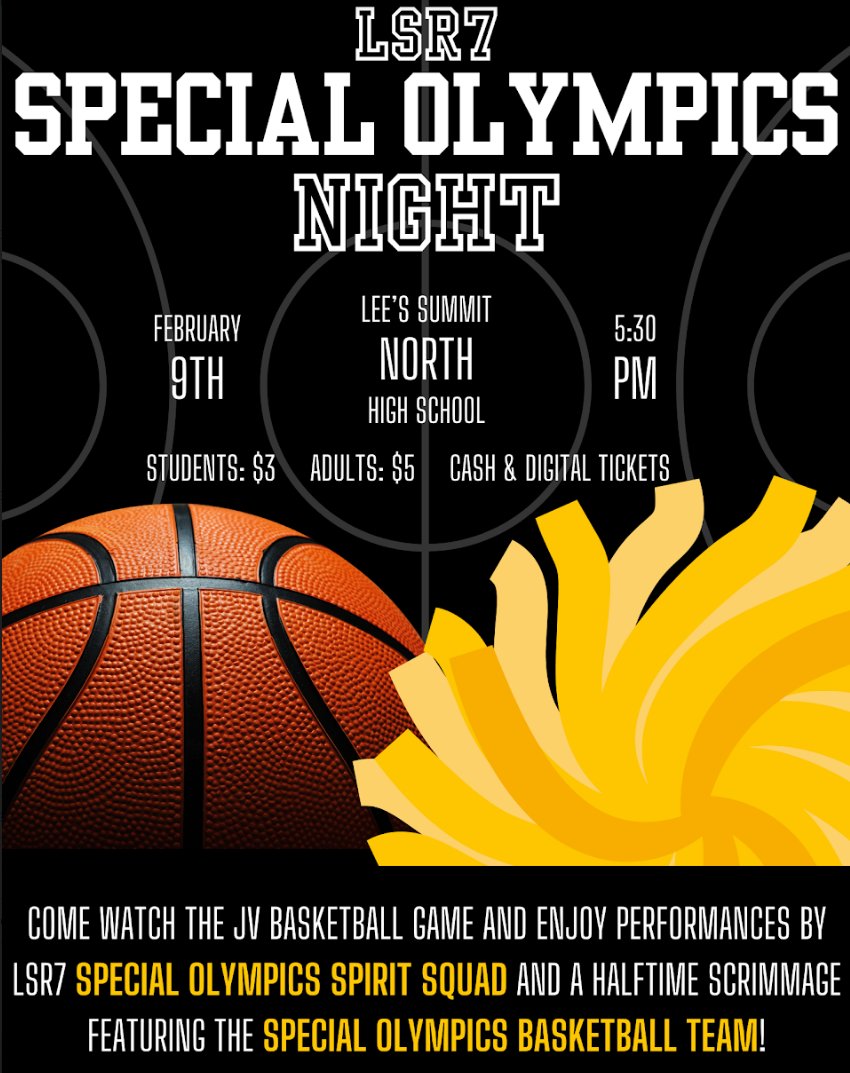 LS R-7 Special Olympics (@lsr7specialolym) on Twitter photo Come see the State Qualifying LSR7 Special Olympics Basketball Team and Special Olympics Pep Squad at the LSHS vs. LSN JV Boys Basketball game on Friday Night!  
 See flyer for more info!!
<a href="/MathesStaci/">Dr. Staci Mathes</a> <a href="/LSR7AD/">Kirk Hipple</a> <a href="/lsmofred/">Fred Liggett</a> <a href="/LSNActivities/">LSN Activities</a> <a href="/LSHSAthletics/">LSHS Activities/Athletics</a> Come see the State Qualifying LSR7 Special Olympics Basketball Team and Special Olympics Pep Squad at the LSHS vs. LSN JV Boys Basketball game on Friday Night!  
 See flyer for more info!!
<a href="/MathesStaci/">Dr. Staci Mathes</a> <a href="/LSR7AD/">Kirk Hipple</a> <a href="/lsmofred/">Fred Liggett</a> <a href="/LSNActivities/">LSN Activities</a> <a href="/LSHSAthletics/">LSHS Activities/Athletics</a>