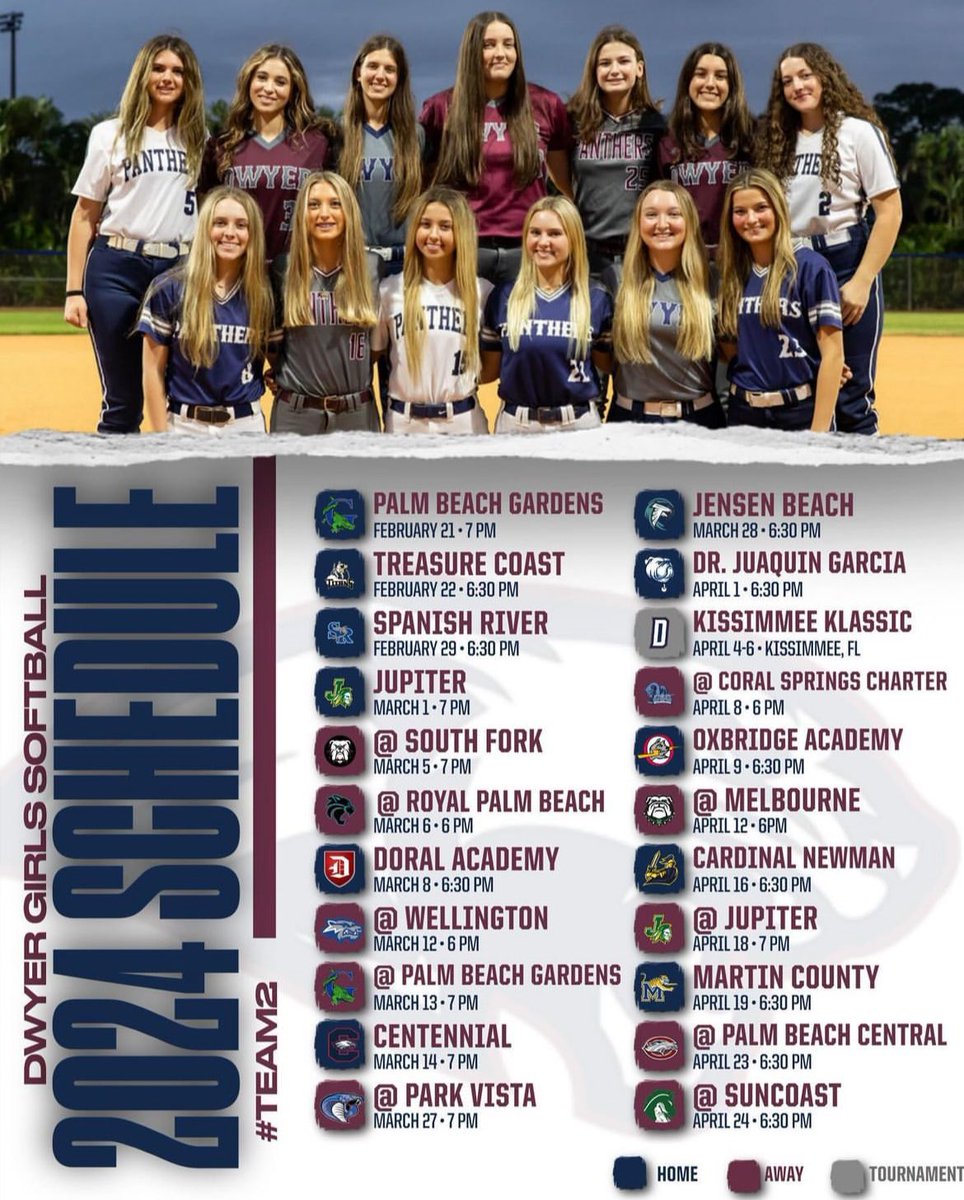Dwyer Softball Schedule!
#WeAreDwyer #GoPanthers