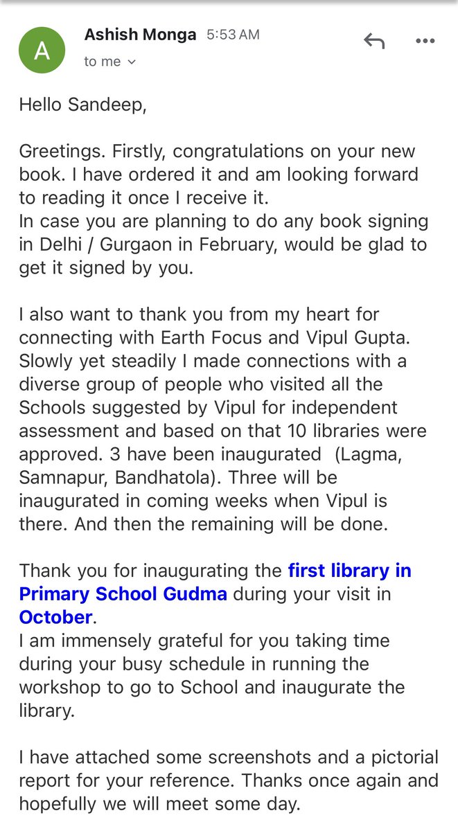 SandeepMall's tweet photo. Waking up to this mail from @ashishmonga76 . The positive power of social media. #XforGood https://t.co/D4kKBYwJjW