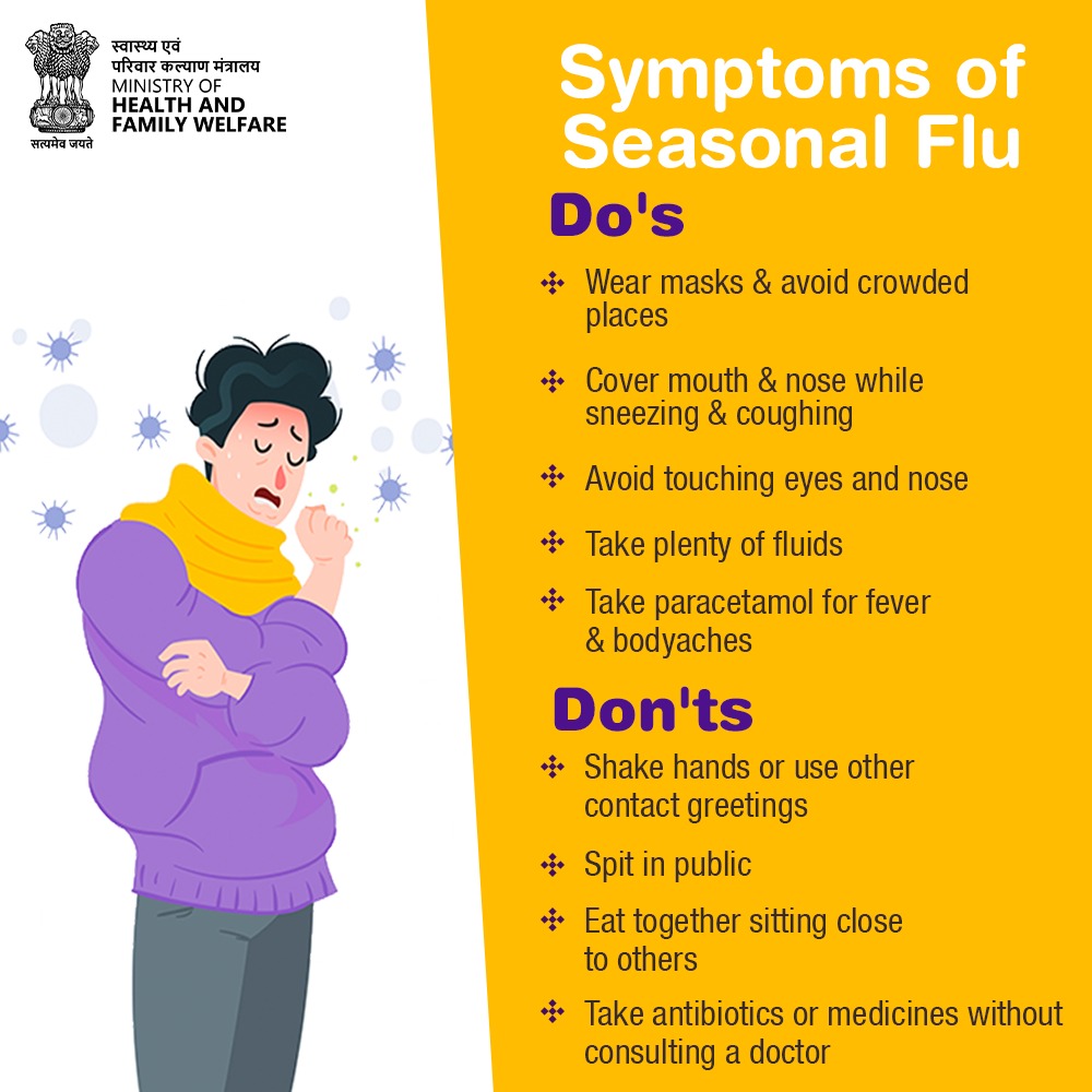 📌Be aware of the symptoms of #SeasonalFlu to protect yourself & your family from its ill effects. #SwasthaBharat