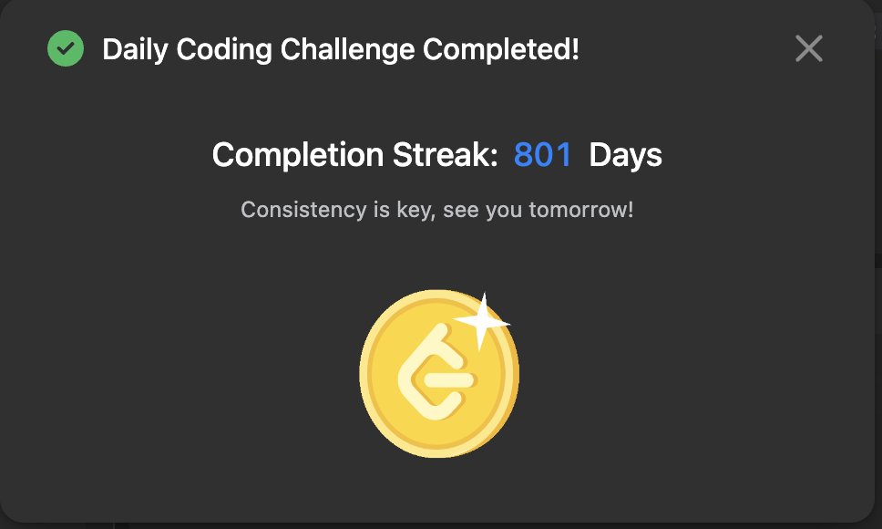 ayush__gupta4's tweet image. Just hit an 801-Day Streak on @LeetCode! 🥳
Huge shoutout to @striver_79 for the constant motivation and top-notch DSA content.
Big thanks to @tuf_striver for making a significant impact. 💪
#LeetCode #DSA #ProgrammingJourney