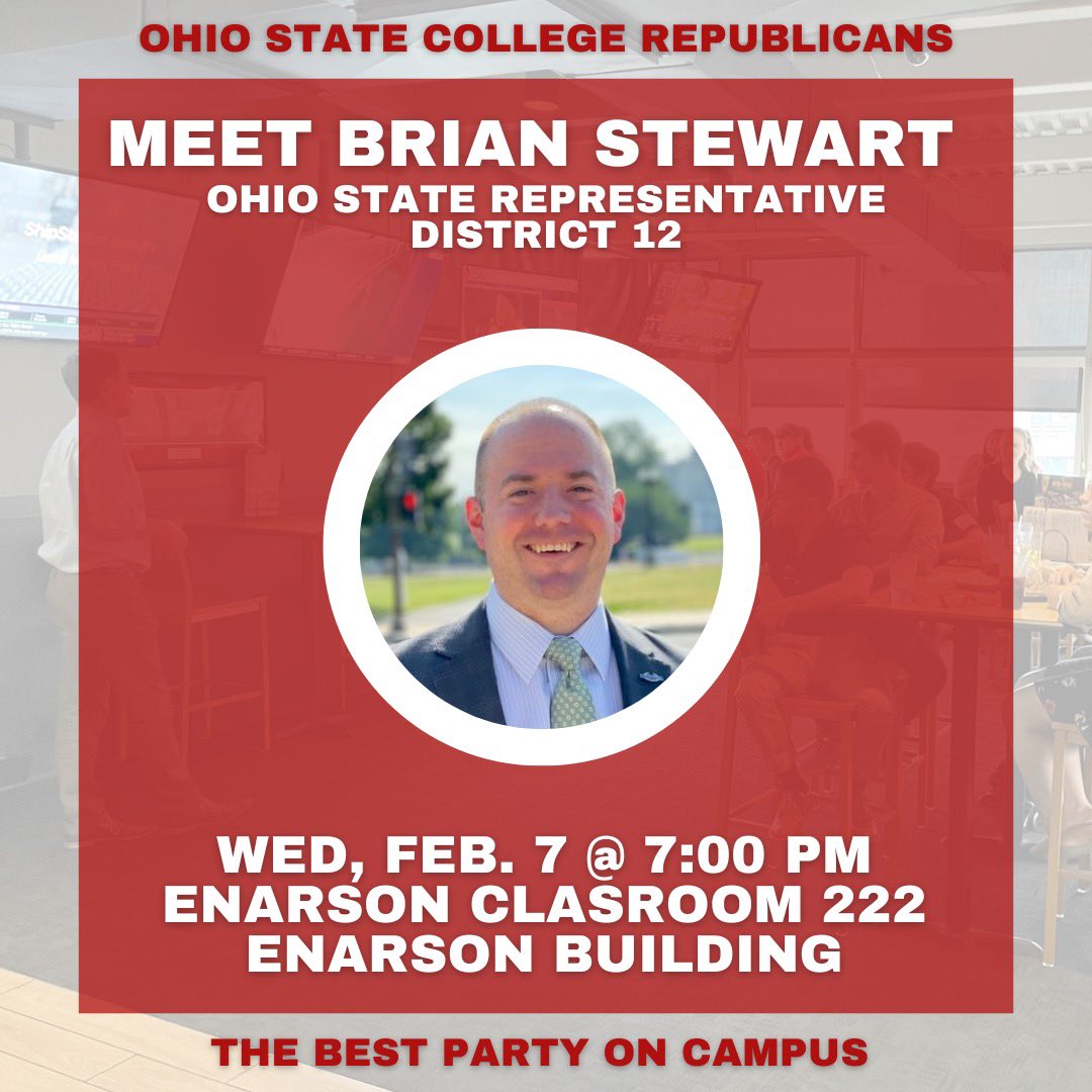 Happy to host State Rep <a href="/BrianStewartOH/">Brian Stewart</a> tomorrow at 7!