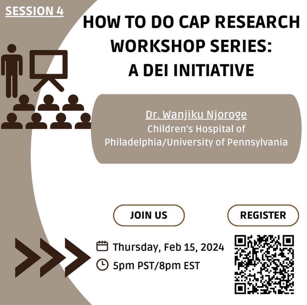 ‼️Event Alert‼️ Join us on February 15th for a discussion with Dr. Wanjiku Njoroge for the fourth session of the How to CAP Research series! 🤩 Time: 8PM EST/ 5PM PST Register: us06web.zoom.us/meeting/regist…