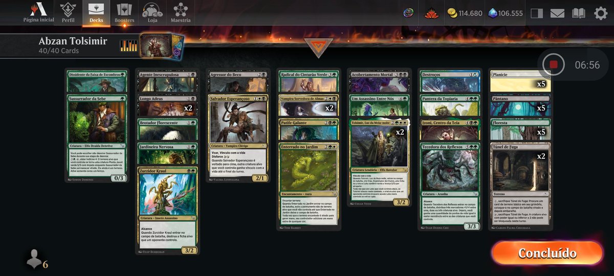 Nasceu o primeiro 🏆 da temporada com esse Abzan Bombas. Deck socado de cartas super poderosas arrastando o jogo pro late game pra trazer a vitória. #mtga #MTGKarlov #mtg #MagicTheGathering @fireshoes @ArenaDraftlists