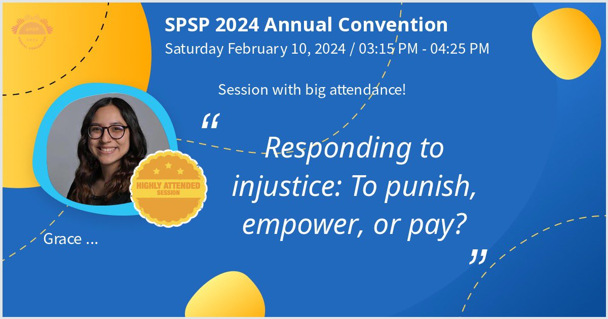 Hi all! I’m chairing a symposium and presenting my dissertation research at #SPSP2024. Stop by to learn more about how people respond to economic and climate injustice!