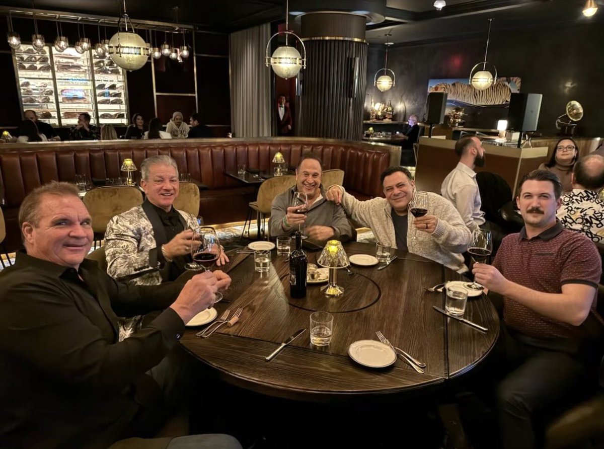 Vegas night out 🎙️ UFC’s electrifying voice @brucebuffer and NFL’s keen-eyed analyst @BaldyNFL joined the @ALLCITY_NFL team for an epic dinner at @BarrysPrime. Legends in their arenas, bringing the heat to Vegas during #BigGame week! #CircaLasVegas #BarrysDowntownPrime