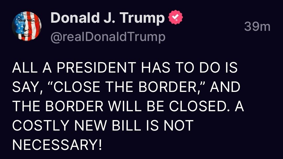 charliekirk11's tweet photo. Trump offers Joe Biden a presidential tutorial on how to close the border: https://t.co/1CamNInaBr